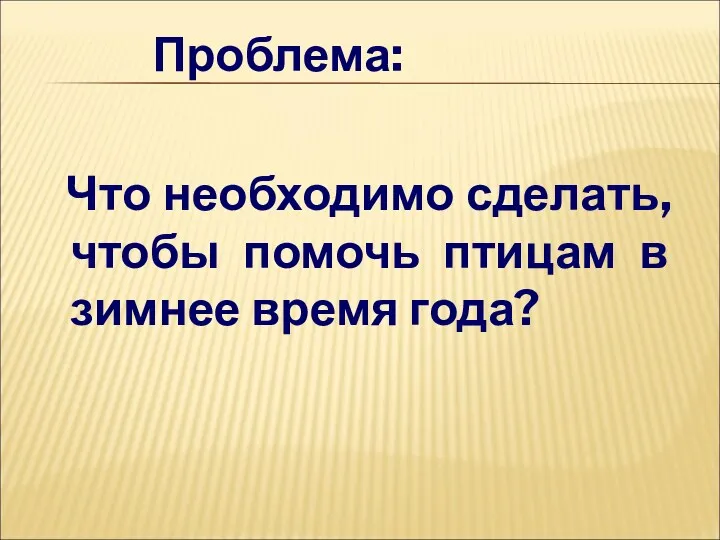 Проблема: Что необходимо сделать, чтобы помочь птицам в зимнее время года?