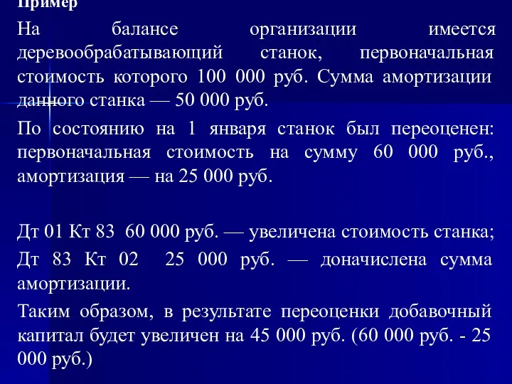 Пример На балансе организации имеется деревообрабатывающий станок, первоначальная стоимость которого