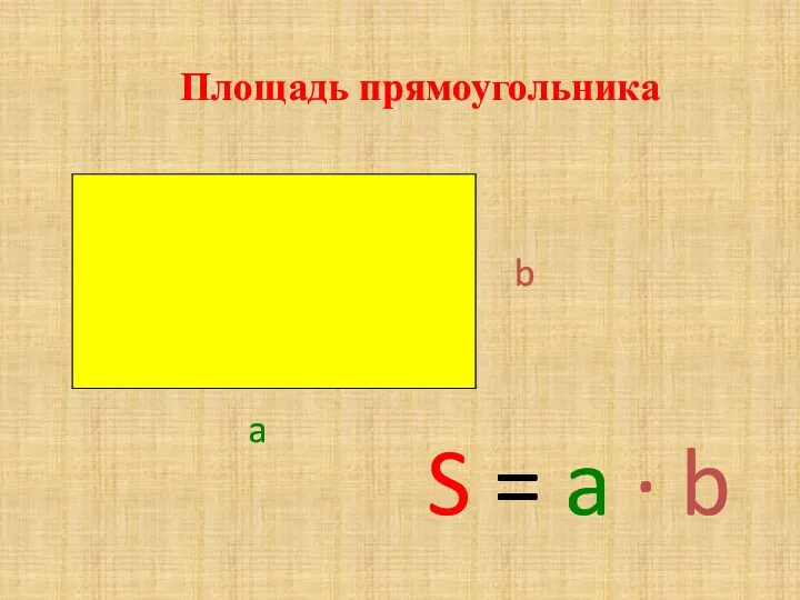 Площадь прямоугольника S = a · b a b