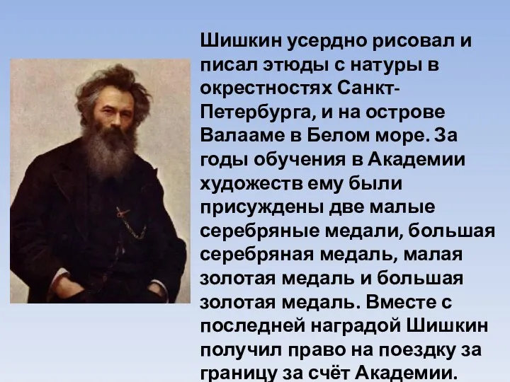 Шишкин усердно рисовал и писал этюды с натуры в окрестностях