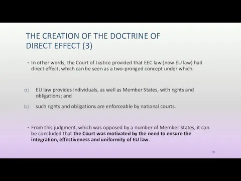 THE CREATION OF THE DOCTRINE OF DIRECT EFFECT (3) In