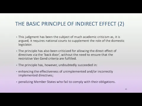 THE BASIC PRINCIPLE OF INDIRECT EFFECT (2) This judgment has