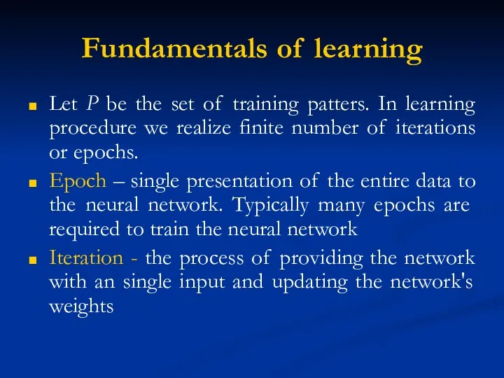 Fundamentals of learning Let P be the set of training