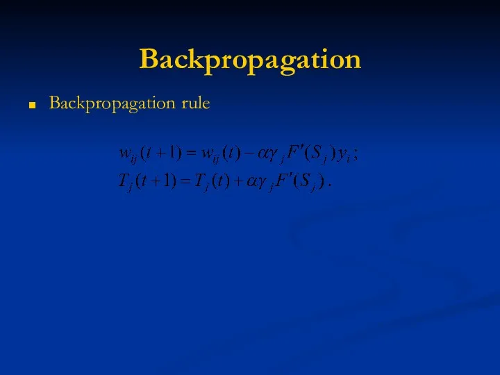 Backpropagation Backpropagation rule