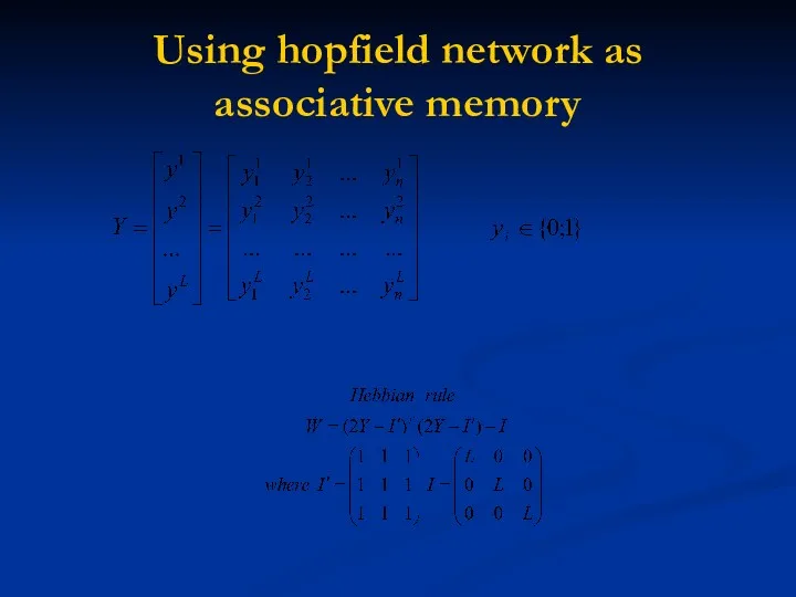Using hopfield network as associative memory