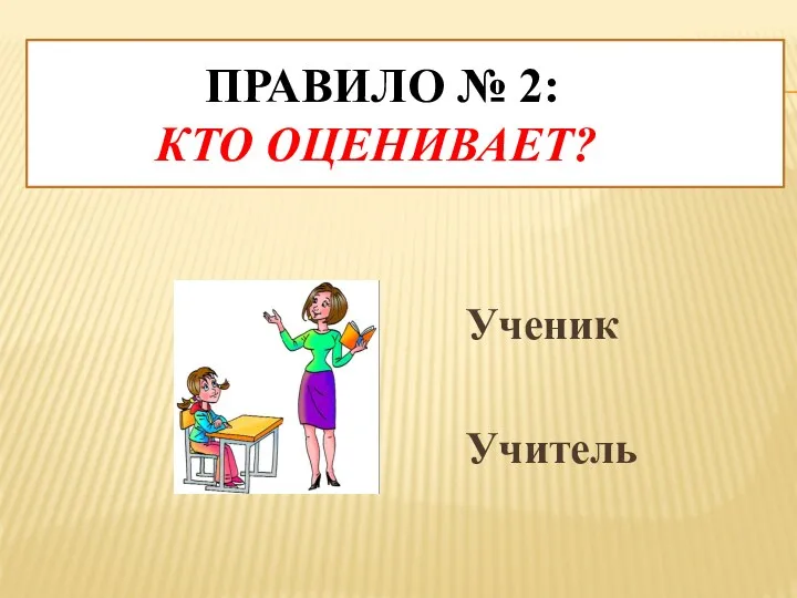 Правило № 2: Кто оценивает? Ученик Учитель