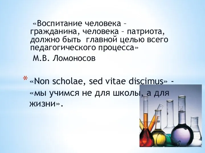 «Non scholae, sed vitae discimus» - «мы учимся не для