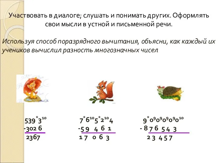 Участвовать в диалоге; слушать и понимать других. Оформлять свои мысли