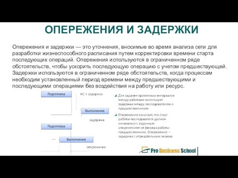 ОПЕРЕЖЕНИЯ И ЗАДЕРЖКИ Опережения и задержки — это уточнения, вносимые