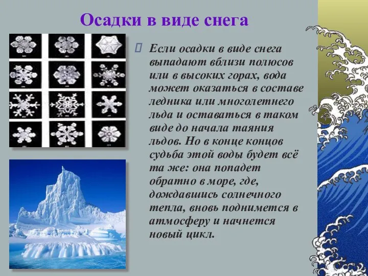 Осадки в виде снега Если осадки в виде снега выпадают