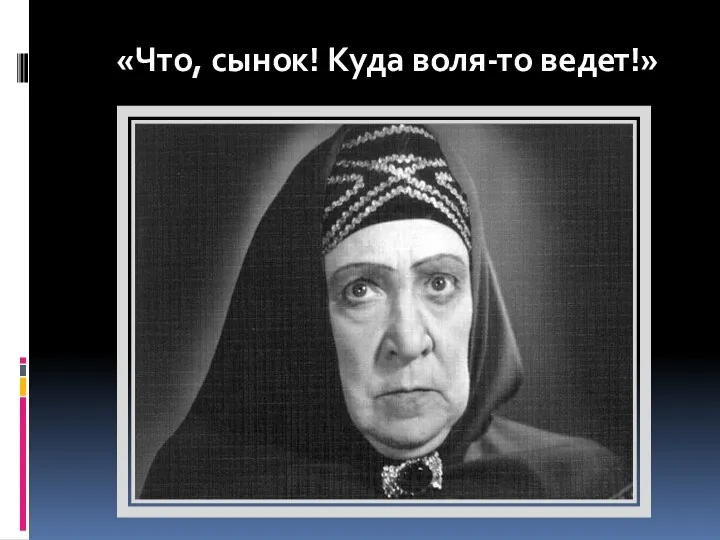 «Что, сынок! Куда воля-то ведет!»