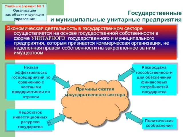 Государственные и муниципальные унитарные предприятия Экономическая деятельность в государственном секторе