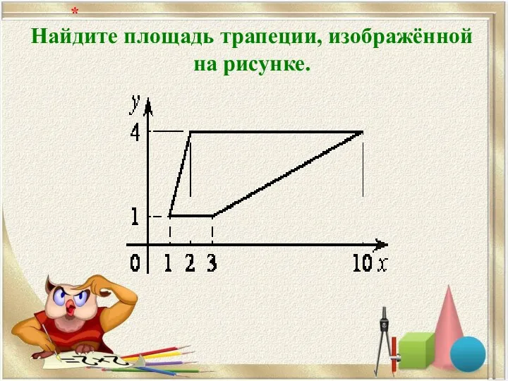 Найдите площадь трапеции, изображённой на рисунке. *