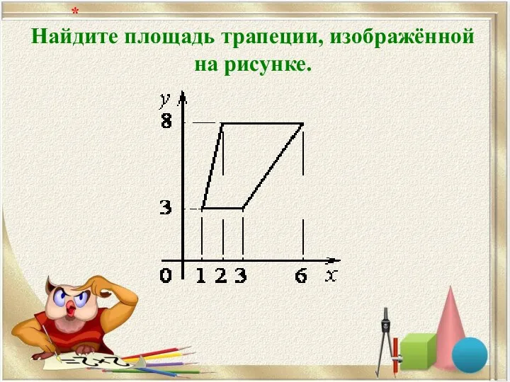 Найдите площадь трапеции, изображённой на рисунке. *