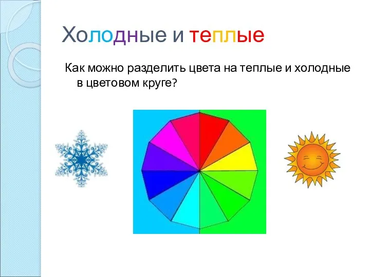 Холодные и теплые Как можно разделить цвета на теплые и холодные в цветовом круге?