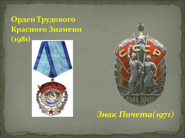 Орден Трудового Красного Знамени (1981) Знак Почета(1971)