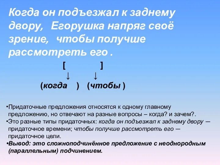 Когда он подъезжал к заднему двору, Егорушка напряг своё зрение,