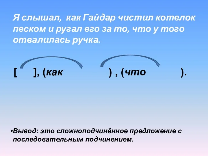 Я слышал, как Гайдар чистил котелок песком и ругал его