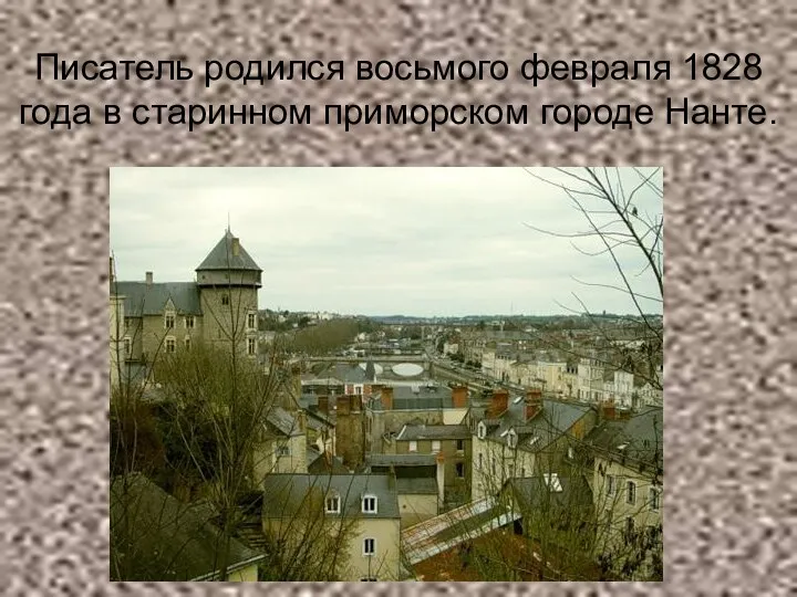 Писатель родился восьмого февраля 1828 года в старинном приморском городе Нанте.