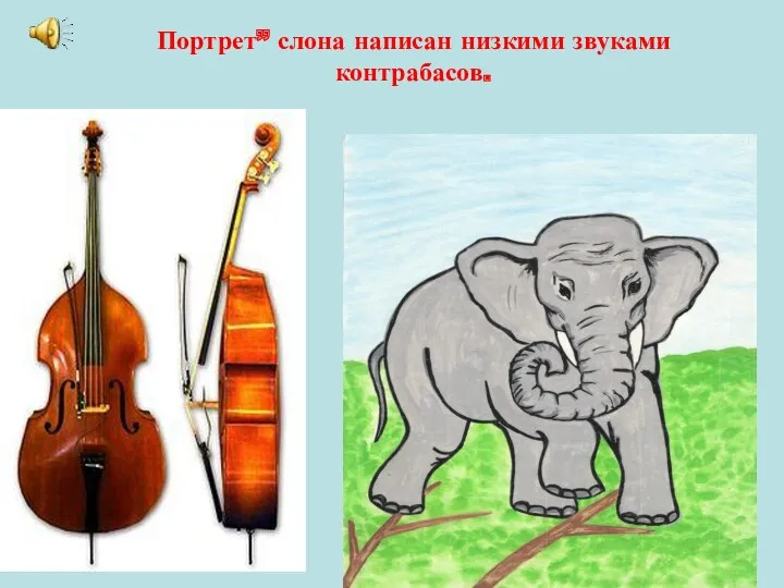 Портрет” слона написан низкими звуками контрабасов.