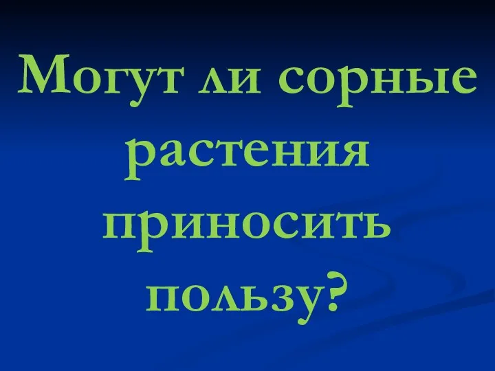 Могут ли сорные растения приносить пользу?