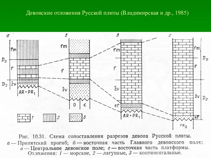 Девонские отложения Русской плиты (Владимирская и др., 1985)