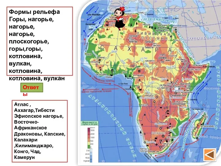 Ответы Атлас , Аххагар,Тибести Эфиопское нагорье, Восточно-Африканское Драконовы, Капские, Калахари