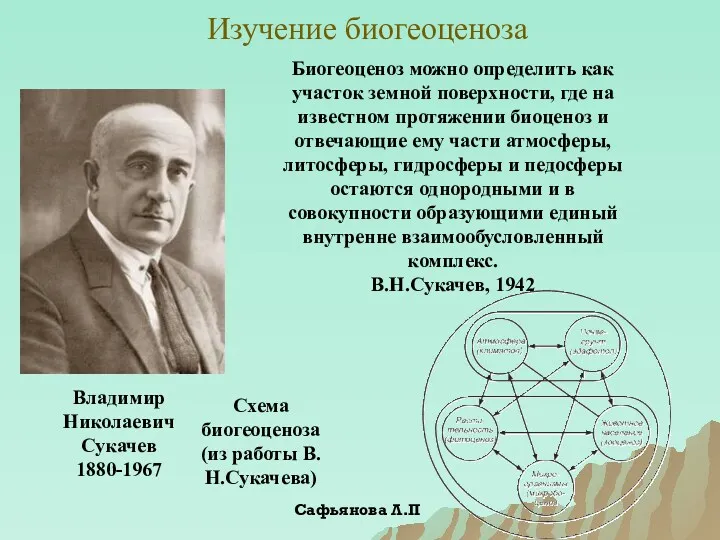 Изучение биогеоценоза Владимир Николаевич Сукачев 1880-1967 Биогеоценоз можно определить как