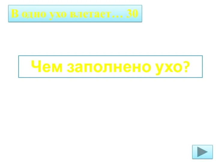 В одно ухо влетает… 30 Чем заполнено ухо?