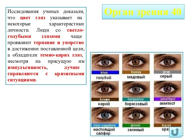 Исследования ученых доказали, что цвет глаз указывает на некоторые характеристики личности. Люди со