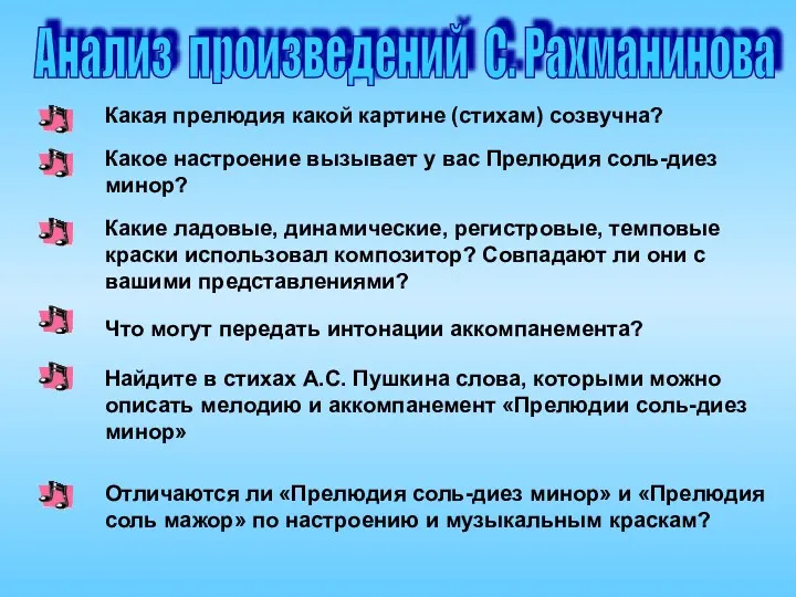 Анализ произведений С. Рахманинова Какая прелюдия какой картине (стихам) созвучна?