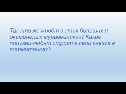 Так кто же живёт в этих больших и окаменелых муравейниках?