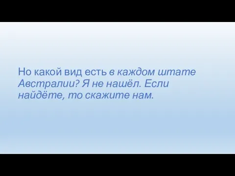 Но какой вид есть в каждом штате Австралии? Я не нашёл. Если найдёте, то скажите нам.