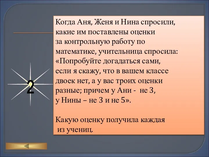 Когда Аня, Женя и Нина спросили, какие им поставлены оценки