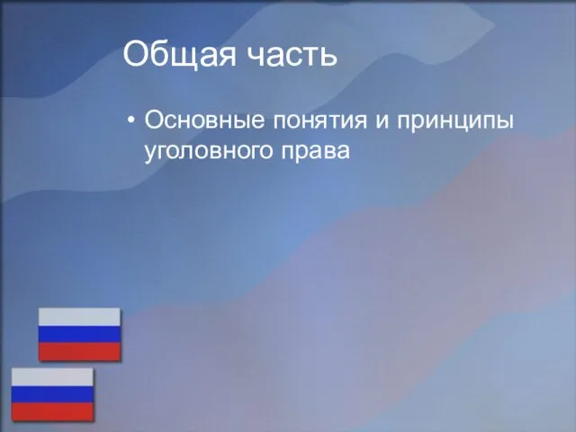 Общая часть Основные понятия и принципы уголовного права