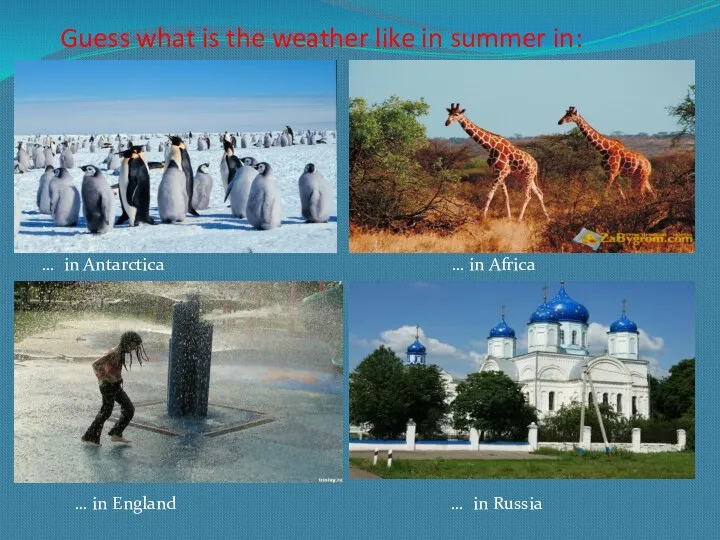 Guess what is the weather like in summer in: … in Antarctica …