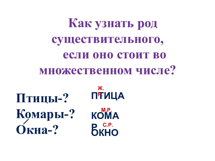 Как узнать род существительного, если оно стоит во множественном числе?