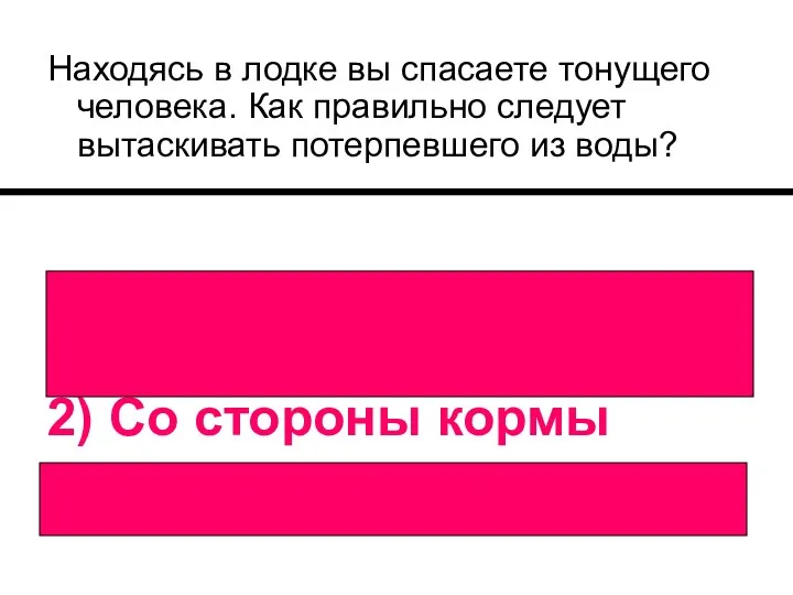 Находясь в лодке вы спасаете тонущего человека. Как правильно следует