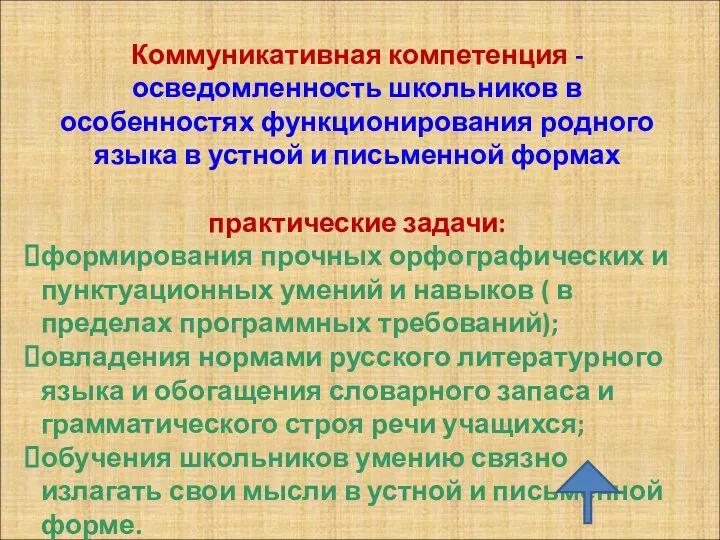 Коммуникативная компетенция - осведомленность школьников в особенностях функционирования родного языка