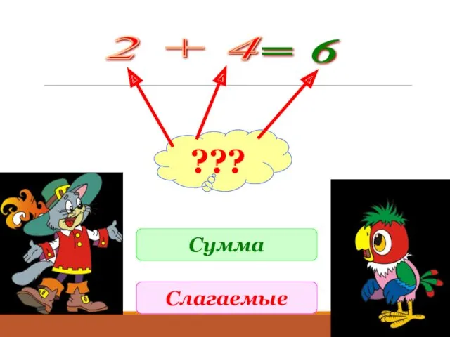 2 + 4 ??? Сумма Слагаемые = 6