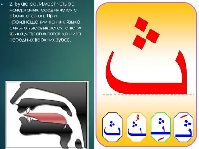 2. Буква са. Имеет четыре начертания, соединяется с обеих сторон.