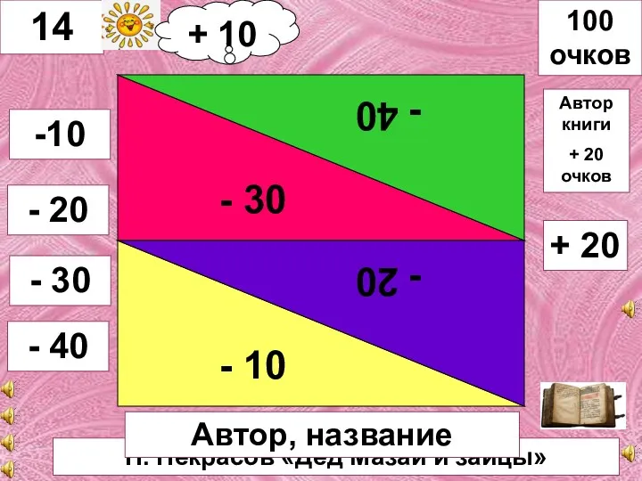 Н. Некрасов «Дед Мазай и зайцы» - 30 - 40 - 10 -