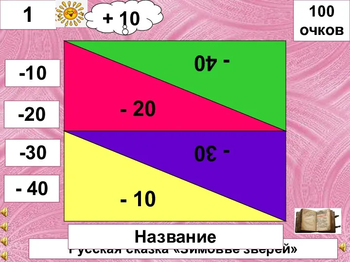 Русская сказка «Зимовье зверей» Название - 20 - 40 - 10 - 30