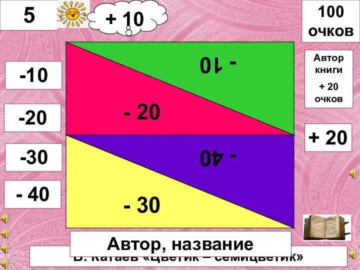 В. Катаев «Цветик – семицветик» - 20 - 10 - 30 - 40