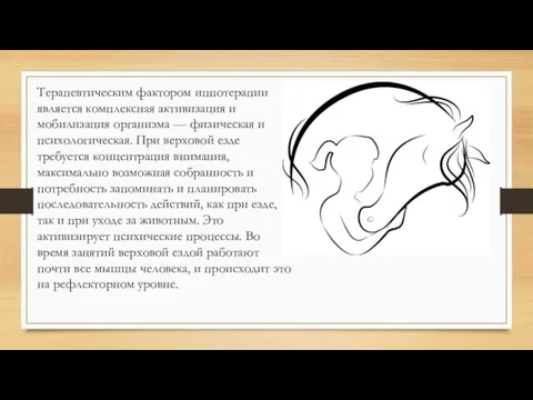 Терапевтическим фактором иппотерапии является комплексная активизация и мобилизация организма —