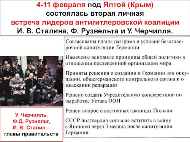 4-11 февраля под Ялтой (Крым) состоялась вторая личная встреча лидеров
