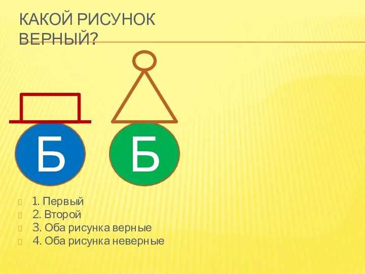 Какой рисунок верный? 1. Первый 2. Второй 3. Оба рисунка