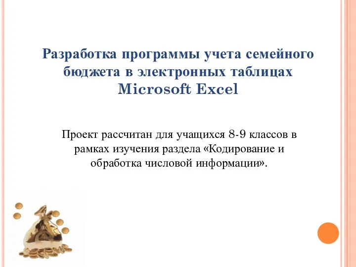 Разработка программы учета семейного бюджета в электронных таблицах Microsoft Excel