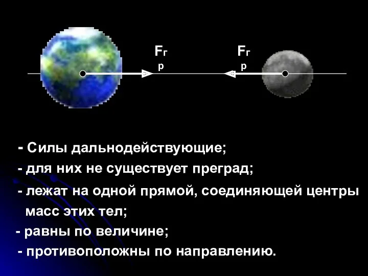 - Силы дальнодействующие; - для них не существует преград; -