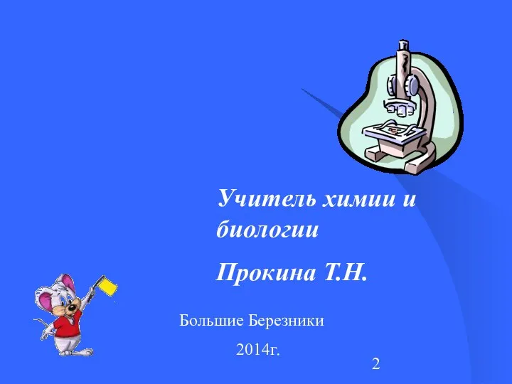 Учитель химии и биологии Прокина Т.Н. Большие Березники 2014г.